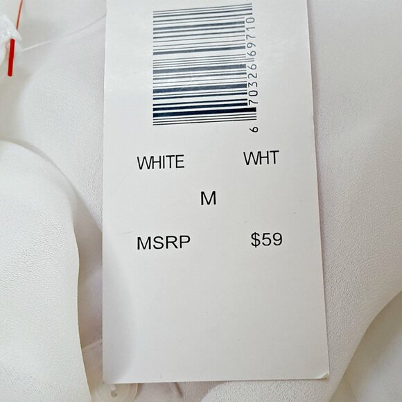 NEW! WHITE CHIFFON Semi SHEER BLOUSE SZ M - Picture 2 of 5